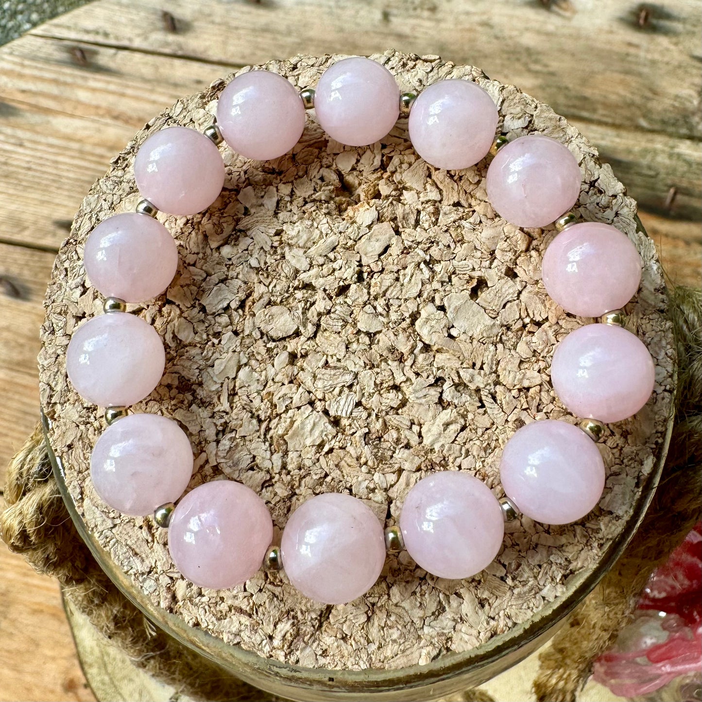 Bracelet grosses perles en Quartz rose