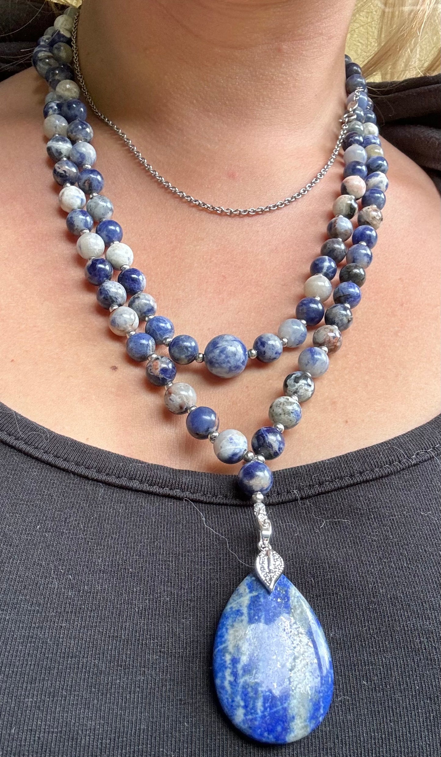 Mala de méditation en Sodalite et Lapis Lazuli