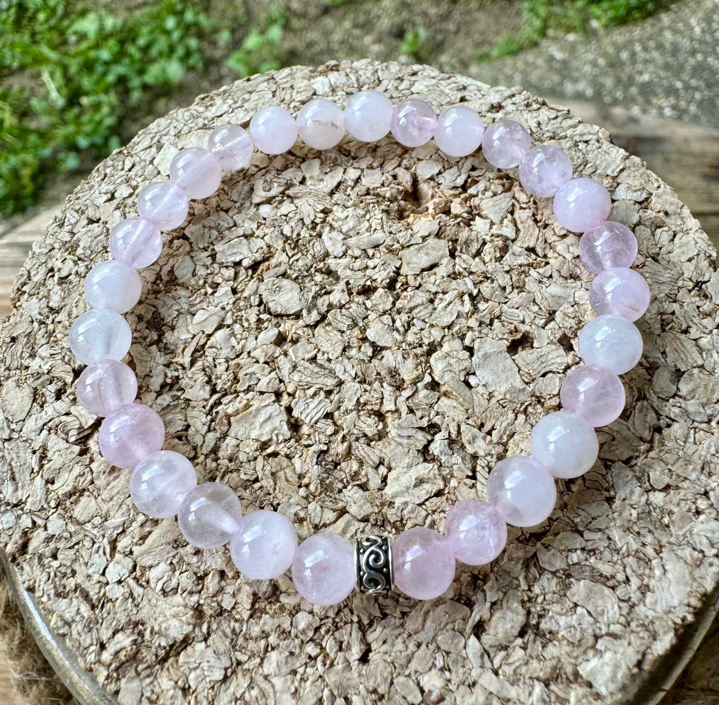 Bracelet 6 mm en Quartz rose