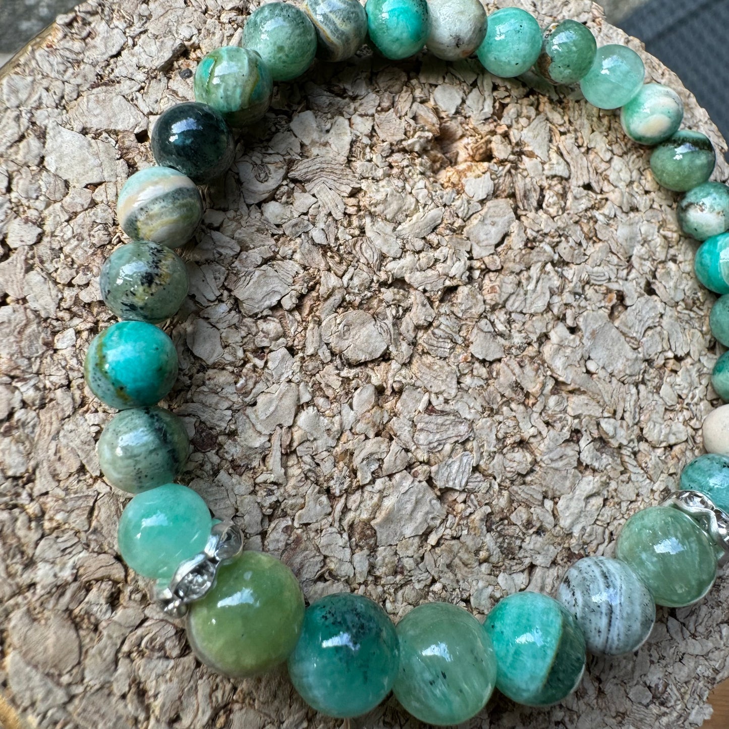 Bracelet 6 mm en Chrysocolle du Pérou