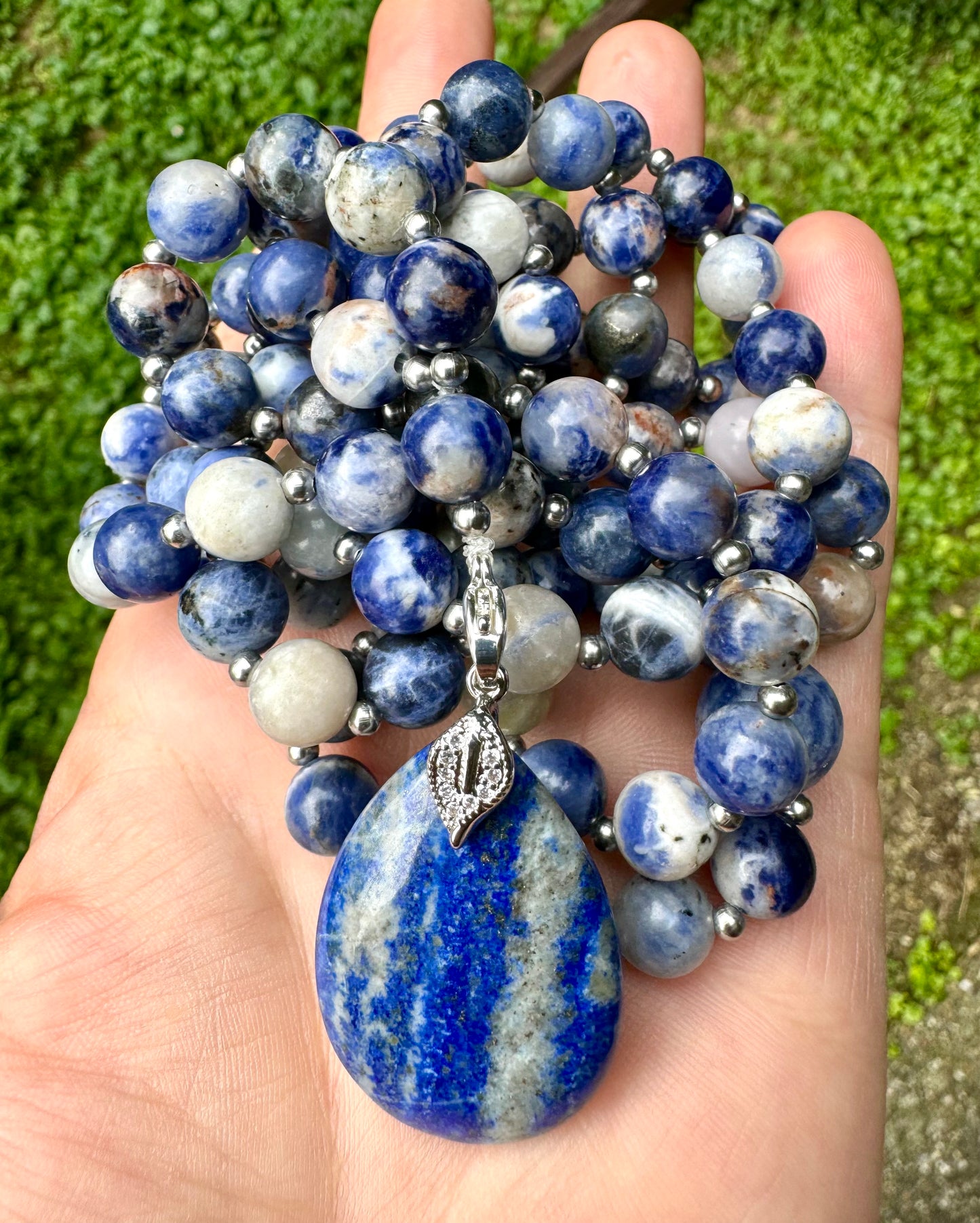 Mala de méditation en Sodalite et Lapis Lazuli