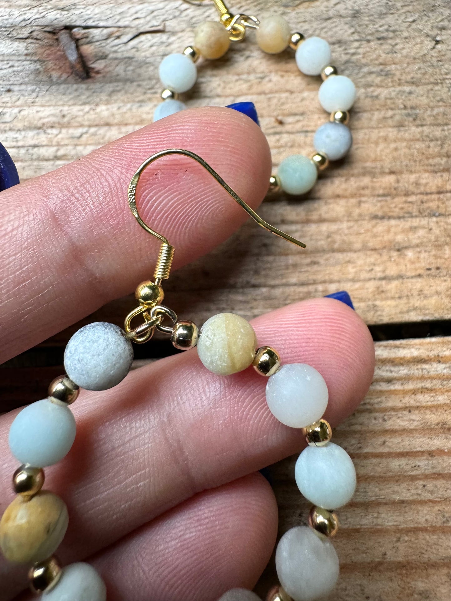 Boucles d’oreilles créoles pendantes en Amazonite