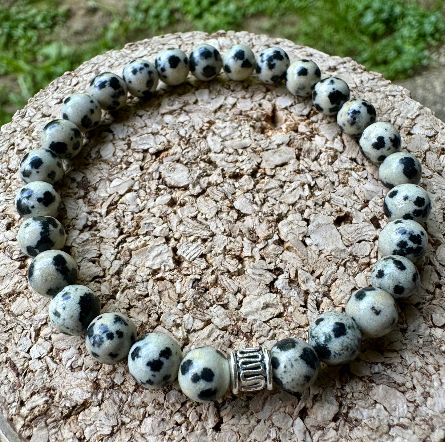 Bracelet 6 mm en Jaspe Dalmatien