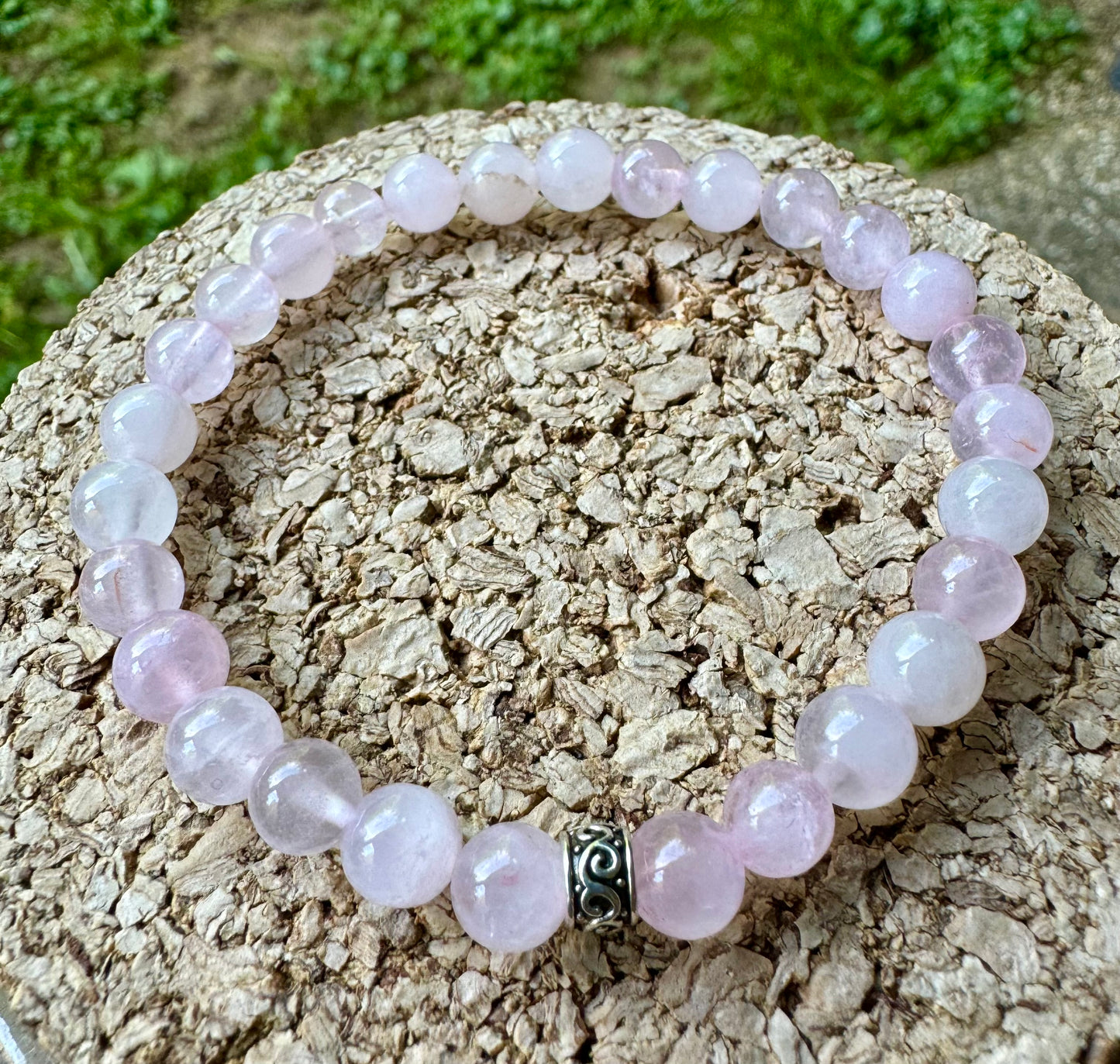 Bracelet 6 mm en Quartz rose